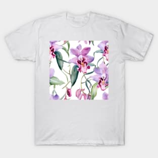 Watercolor Orchid Pattern 24 T-Shirt